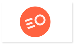 Logoen til Elevorganisasjonen. Logoen er en oransje runding med bokstavene E og O i hvitt.