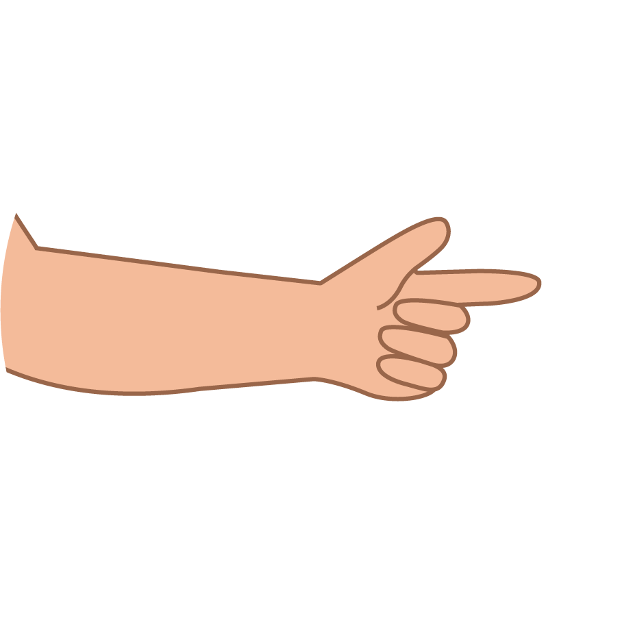Tegning hånd som peker mot høyre